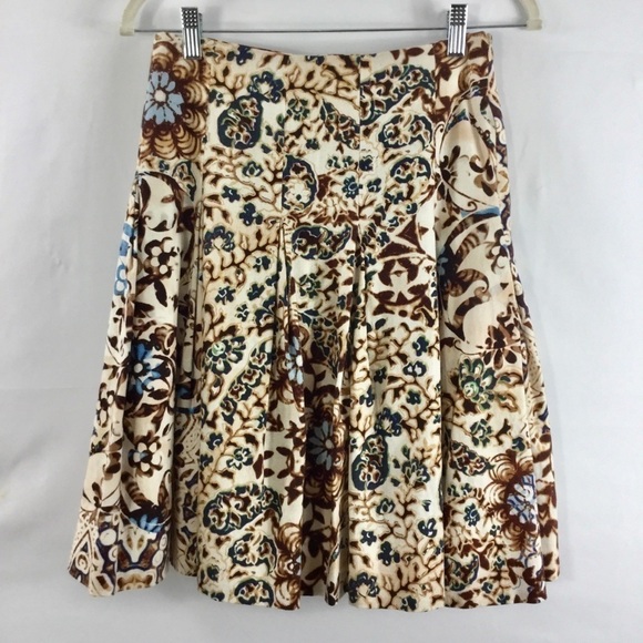 ISABEL & Nina Pleated Linen Blend Floral Skirt Size 4 - Picture 1 of 7